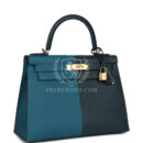 Hermes Kelly Sellier 28 Casaque Vert Cypres and Vert Bosphore Epsom GHW