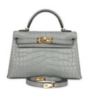 Hermes Kelly Sellier 20 Gris Ciment Matte Alligator GHW