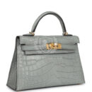Hermes Kelly Sellier 20 Gris Ciment Matte Alligator GHW