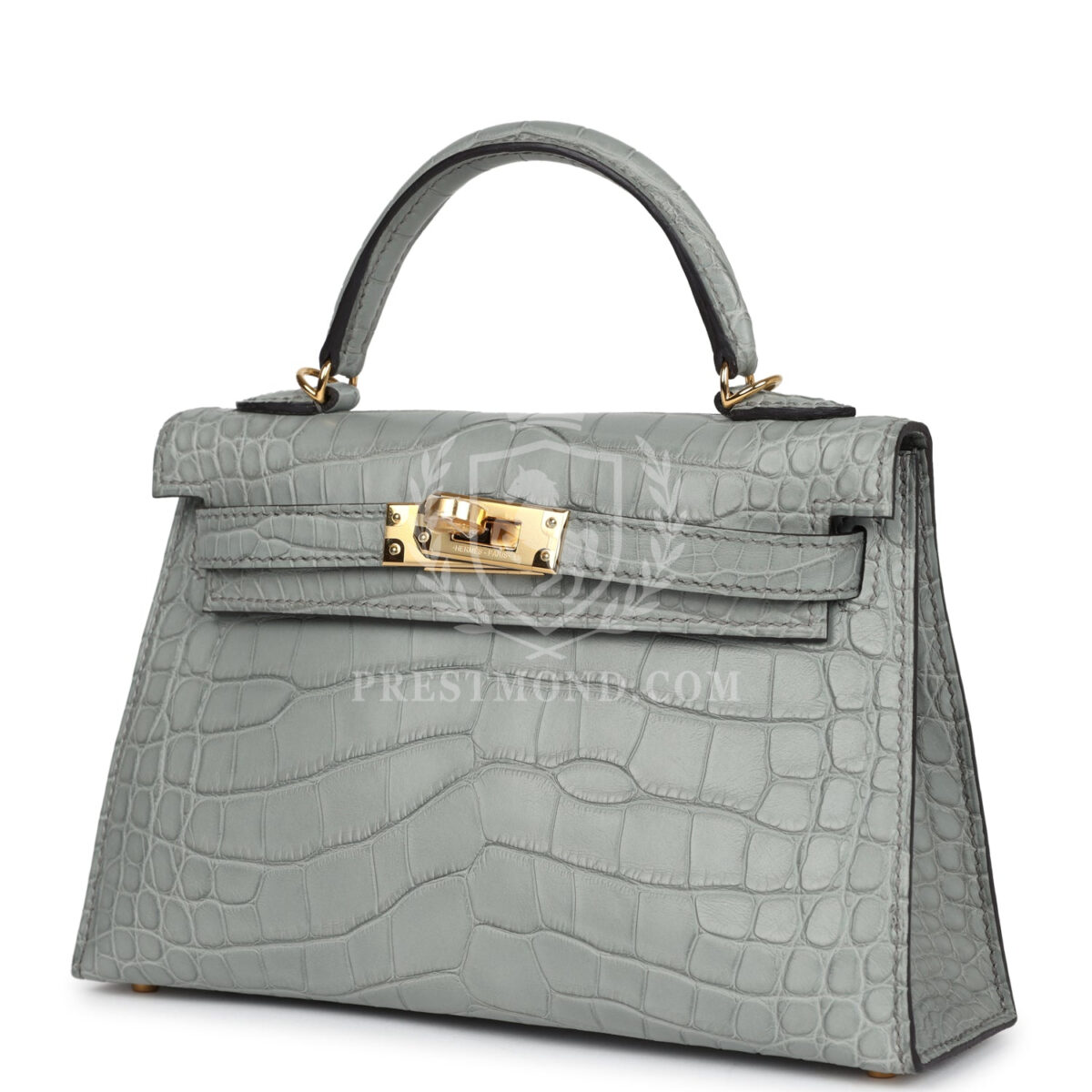 Hermes Kelly Sellier 20 Gris Ciment Matte Alligator GHW — изображение 5