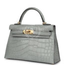 Hermes Kelly Sellier 20 Gris Ciment Matte Alligator GHW