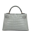 Hermes Kelly Sellier 20 Gris Ciment Matte Alligator GHW