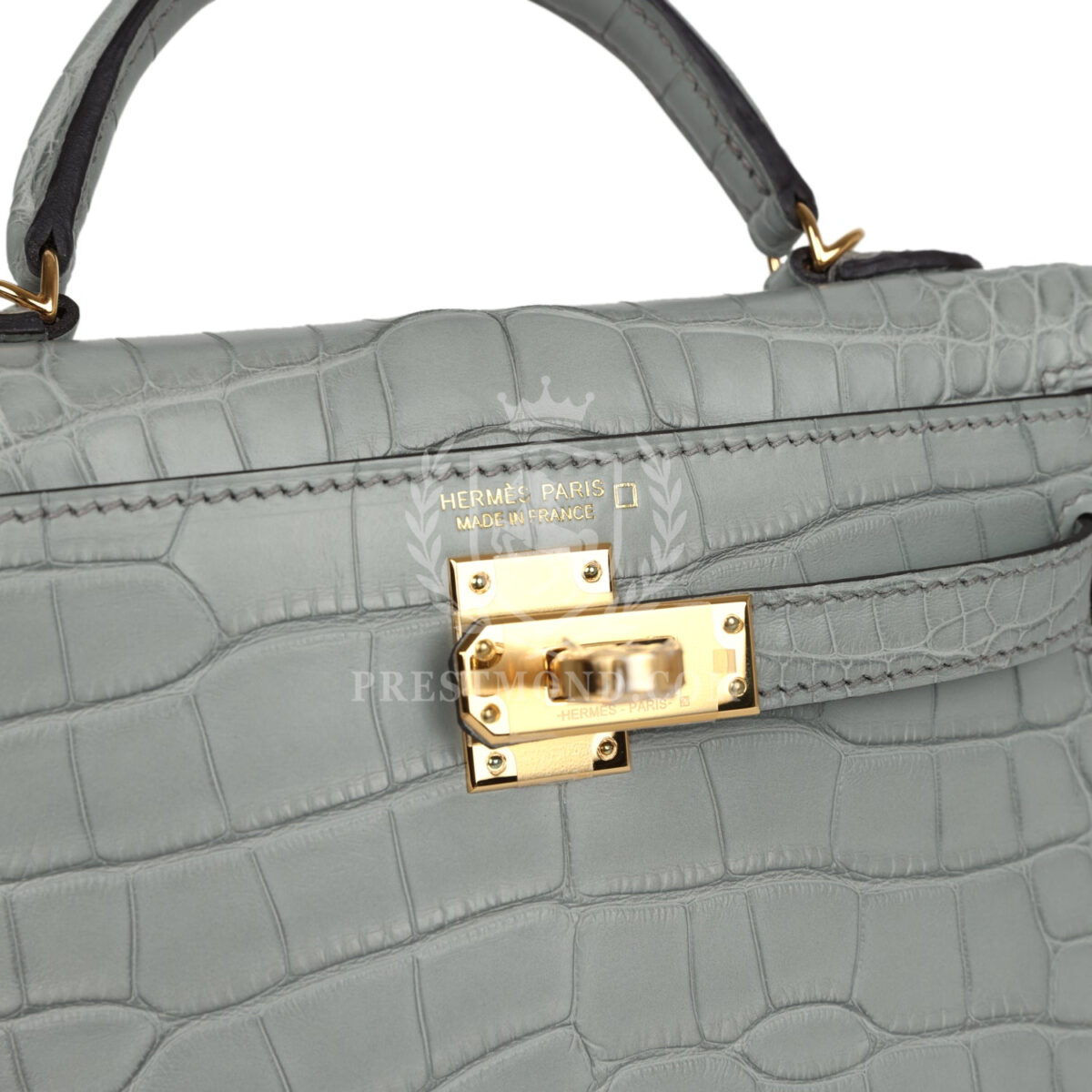 Hermes Kelly Sellier 20 Gris Ciment Matte Alligator GHW — изображение 7