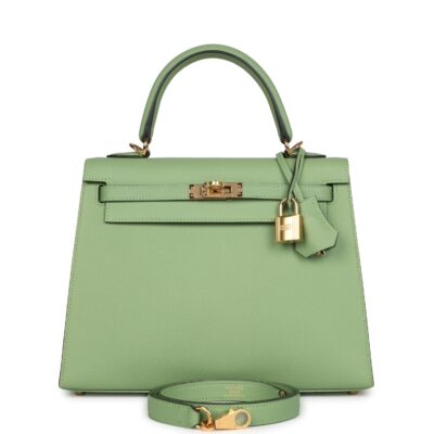 Hermes Kelly Sellier 25 Vert Criquet Epsom GHW
