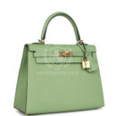Hermes Kelly Sellier 25 Vert Criquet Epsom GHW