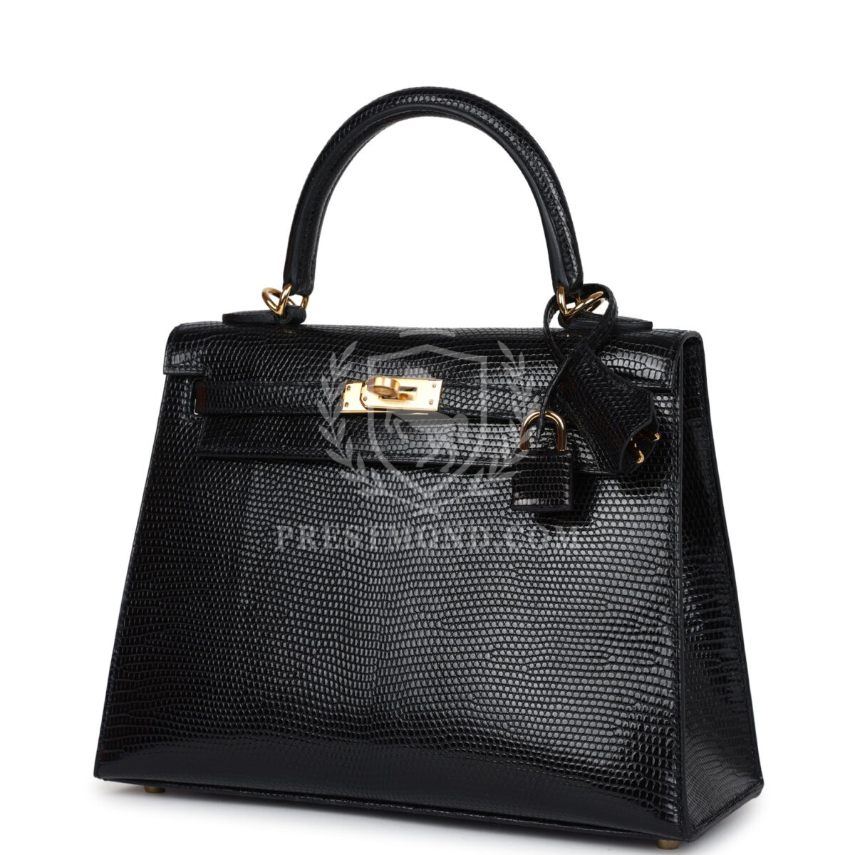 Hermes Kelly Sellier 25 Black Varanus Niloticus Lizard GHW — изображение 5
