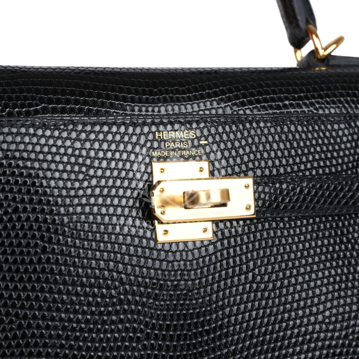 Hermes Kelly Sellier 25 Black Varanus Niloticus Lizard GHW — изображение 7