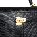 Hermes Kelly Sellier 25 Black Varanus Niloticus Lizard GHW