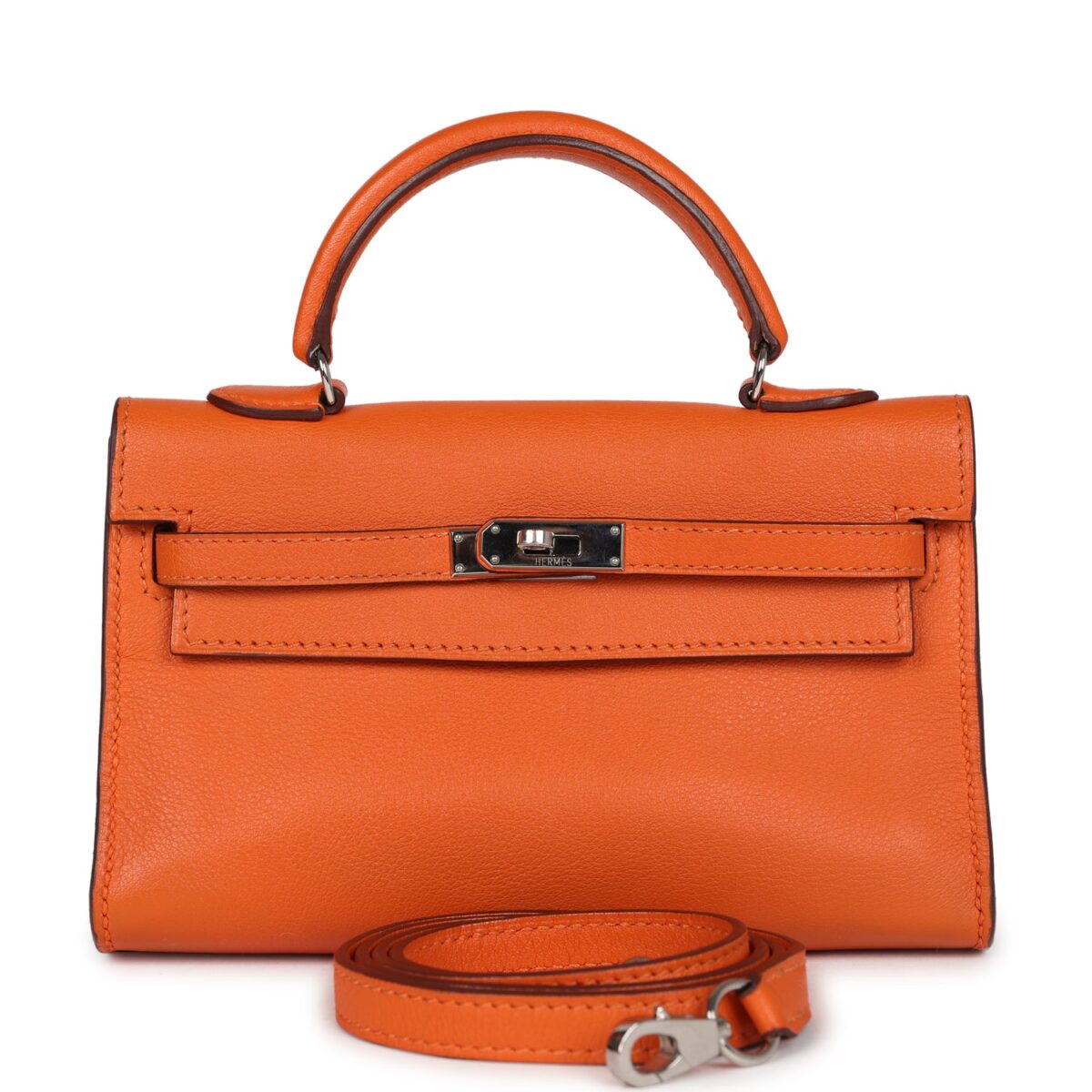 Hermes Micro Kelly 15 Orange Swift PHW