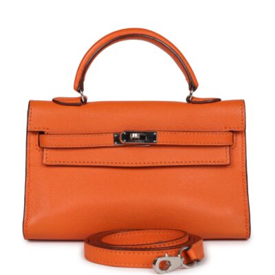 Hermes Micro Kelly 15 Orange Swift PHW