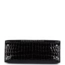 Hermes Kelly Sellier 25 Black Shiny Niloticus Crocodile PHW
