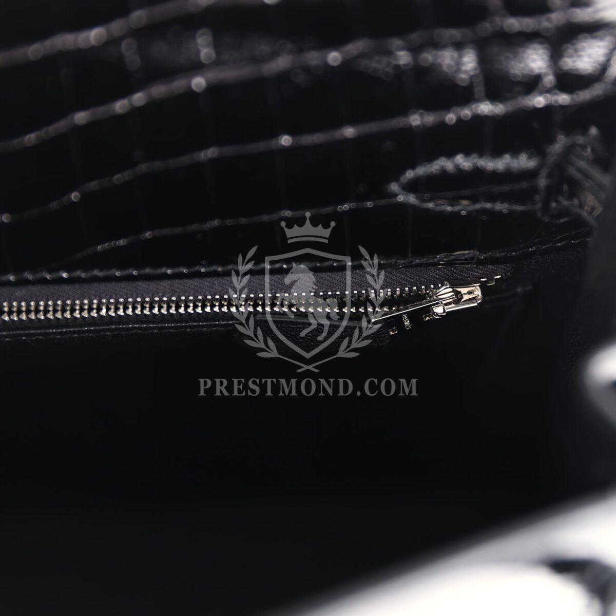 Hermes Kelly Sellier 25 Black Shiny Niloticus Crocodile PHW — изображение 7