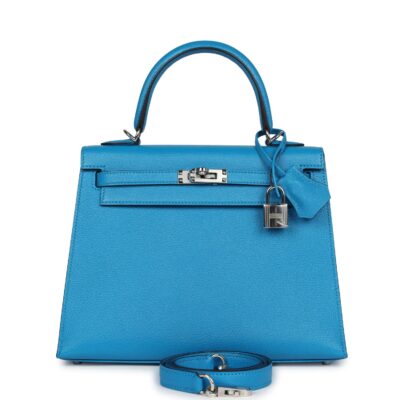 Hermes Kelly Sellier 25 Bleu Zanzibar Chevre PHW