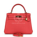 Hermes Kelly Retourne 28 Rose Shocking Chevre GHW