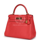 Hermes Kelly Retourne 28 Rose Shocking Chevre GHW