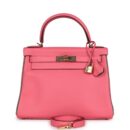 Hermes Special Order (HSS) Kelly Retourne 28 Rose Azalee and Vert Vertigo Swift GHW