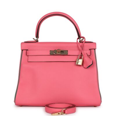 Hermes Special Order (HSS) Kelly Retourne 28 Rose Azalee and Vert Vertigo Swift GHW
