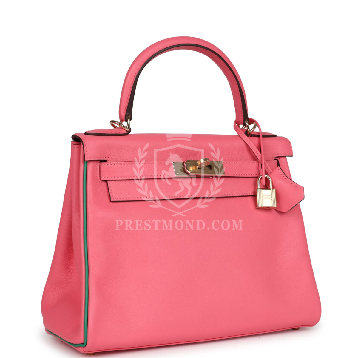 Hermes Special Order (HSS) Kelly Retourne 28 Rose Azalee and Vert Vertigo Swift GHW — изображение 2