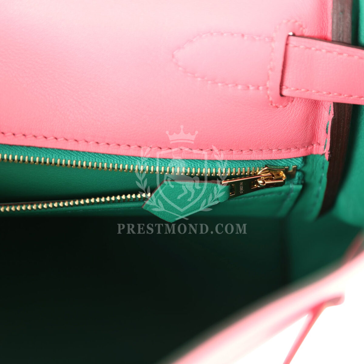 Hermes Special Order (HSS) Kelly Retourne 28 Rose Azalee and Vert Vertigo Swift GHW — изображение 9