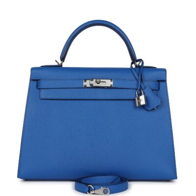 Hermes Kelly Sellier 32 Bleu France Epsom PHW