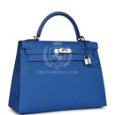 Hermes Kelly Sellier 32 Bleu France Epsom PHW