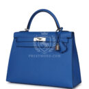 Hermes Kelly Sellier 32 Bleu France Epsom PHW