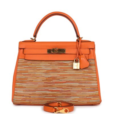 Hermes Kelly Retourne 28 Vibrato Orange Evercalf GHW