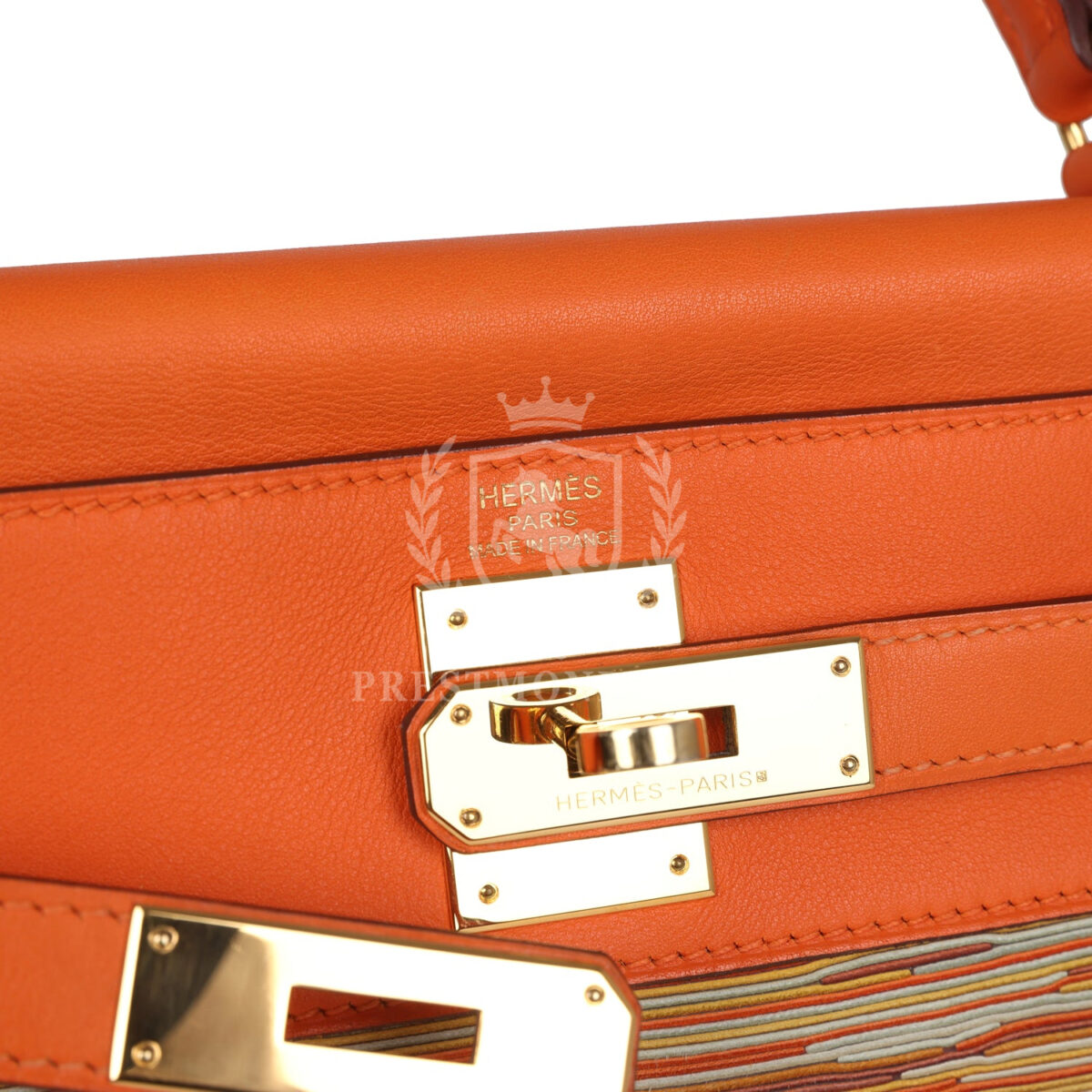 Hermes Kelly Retourne 28 Vibrato Orange Evercalf GHW — изображение 7