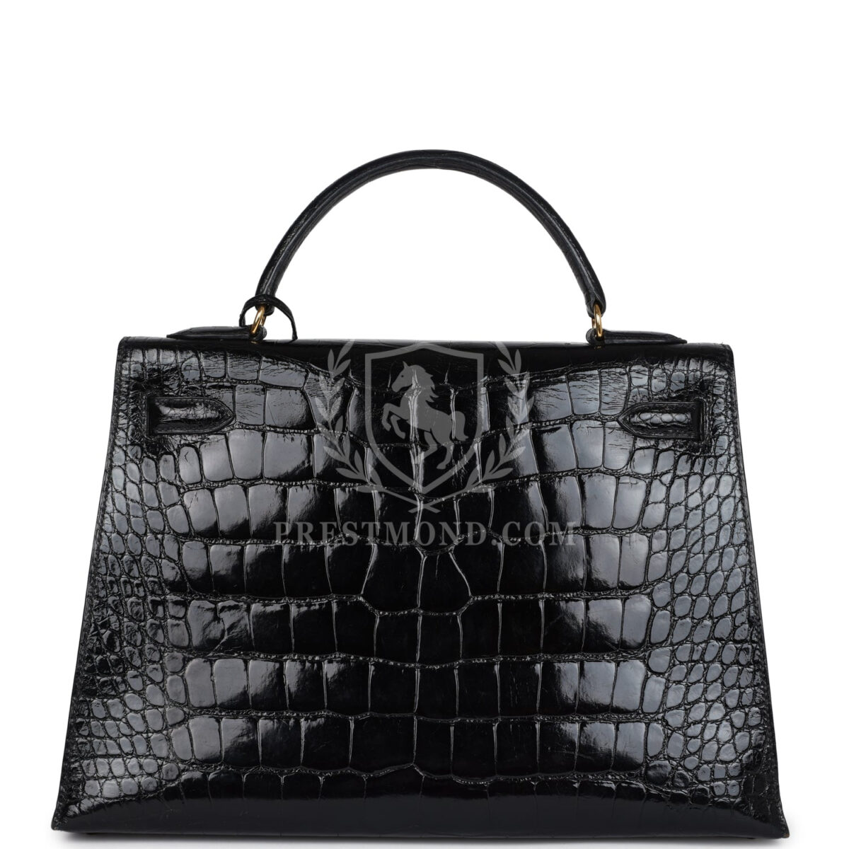 Vintage Hermes Kelly Sellier 32 Black Shiny Alligator GHW — изображение 4