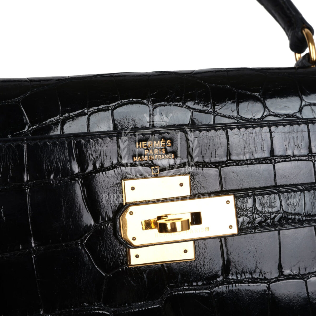 Vintage Hermes Kelly Sellier 32 Black Shiny Alligator GHW — изображение 7