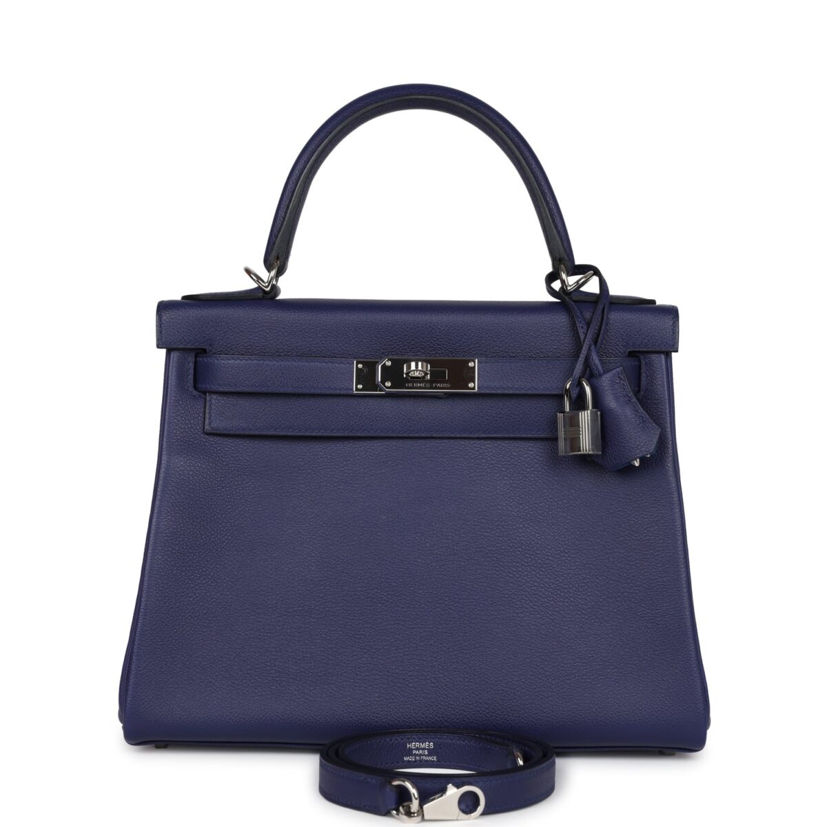 Hermes Kelly Retourne 28 Bleu Encre Verso Evercolor PHW