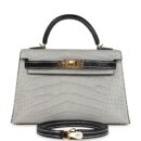 Hermes Special Order (HSS) Kelly Sellier 20 Gris Perle and Black Matte Alligator GHW