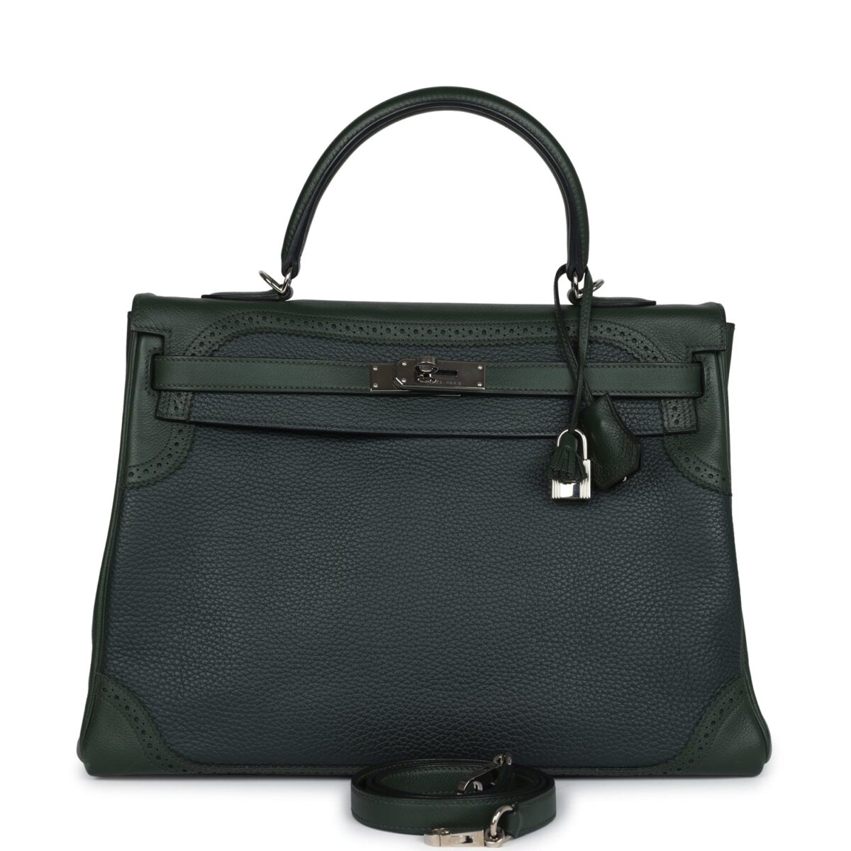 Hermes Ghillies Kelly 35 Retourne Vert Fonce Clemence and Vert Anglais Evercolor PHW