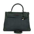 Hermes Ghillies Kelly 35 Retourne Vert Fonce Clemence and Vert Anglais Evercolor PHW