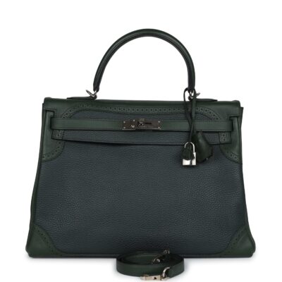 Hermes Ghillies Kelly 35 Retourne Vert Fonce Clemence and Vert Anglais Evercolor PHW