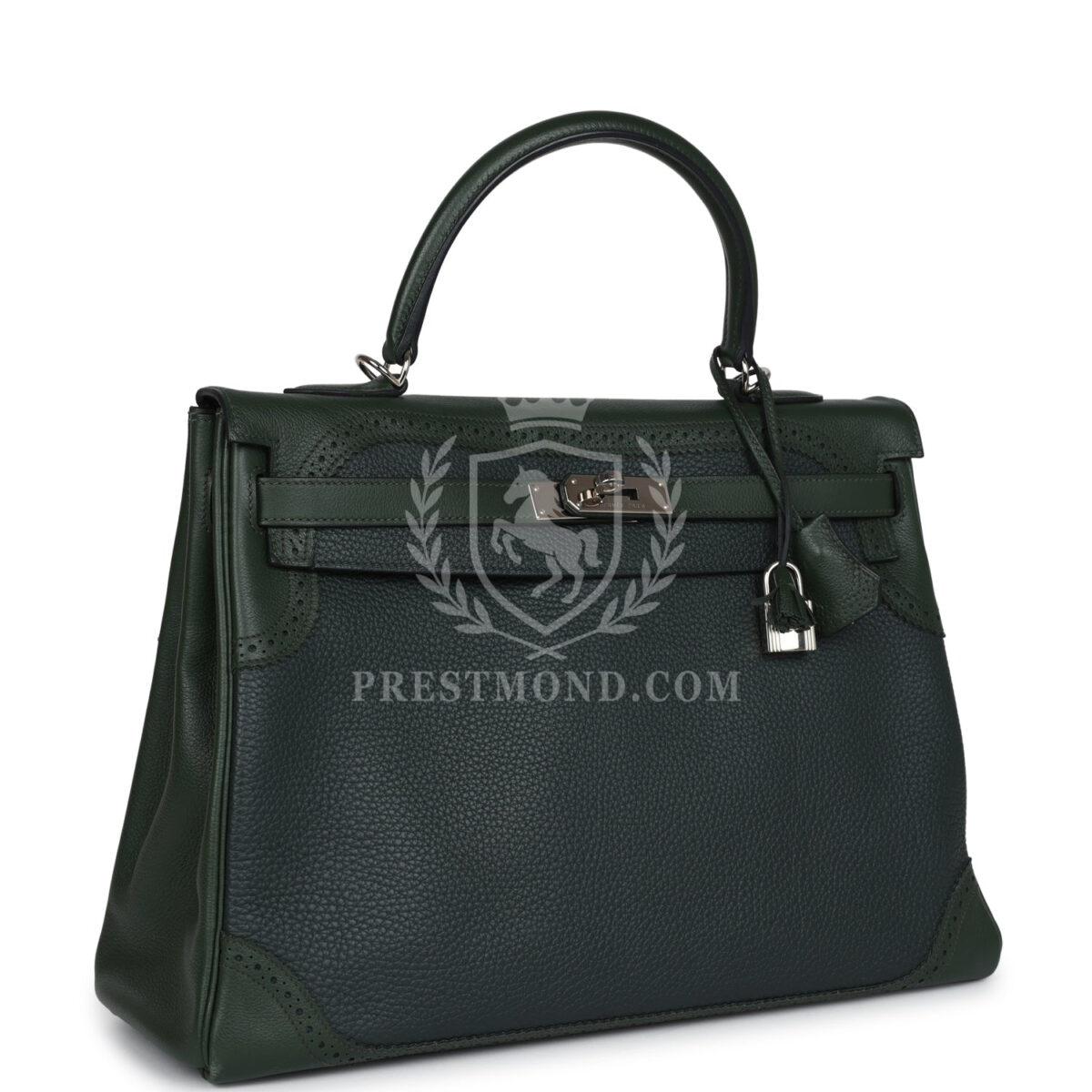Hermes Ghillies Kelly 35 Retourne Vert Fonce Clemence and Vert Anglais Evercolor PHW — изображение 2