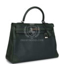 Hermes Ghillies Kelly 35 Retourne Vert Fonce Clemence and Vert Anglais Evercolor PHW
