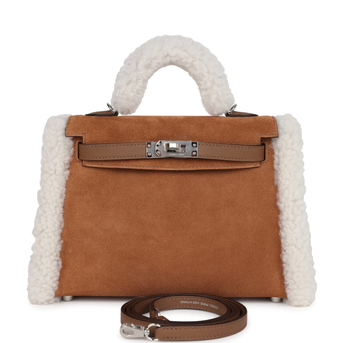 Hermes Teddy Kelly 20 Chamois Shearling and Swift PHW