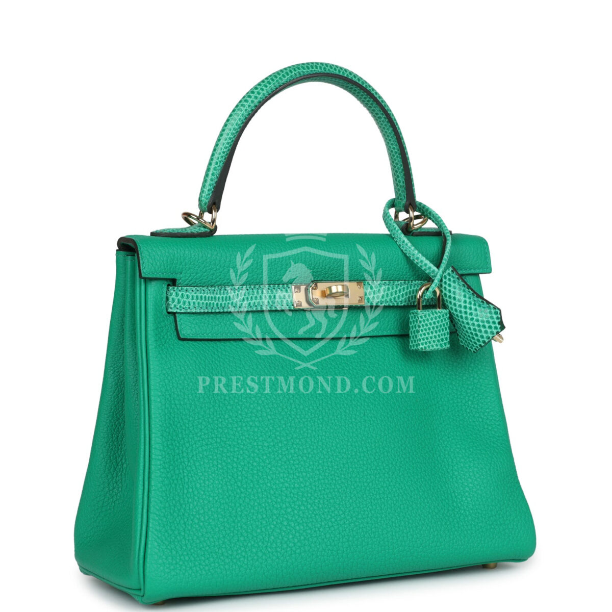 Hermes Kelly Retourne 25 Menthe Togo and Varanus Niloticus Lizard Touch PBHW — изображение 2
