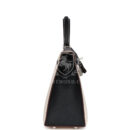 Hermes Special Order (HSS) Kelly Sellier 25 Nata and Black Chevre Mysore Brushed PHW