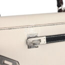 Hermes Special Order (HSS) Kelly Sellier 25 Nata and Black Chevre Mysore Brushed PHW