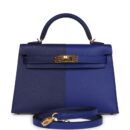 Hermes Casaque Kelly Sellier 20 Bleu Electric and Bleu Encre Epsom GHW