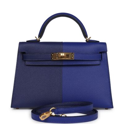 Hermes Casaque Kelly Sellier 20 Bleu Electric and Bleu Encre Epsom GHW