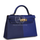 Hermes Casaque Kelly Sellier 20 Bleu Electric and Bleu Encre Epsom GHW