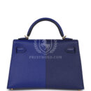 Hermes Casaque Kelly Sellier 20 Bleu Electric and Bleu Encre Epsom GHW