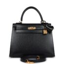Hermes Kelly Sellier 25 Black Box GHW