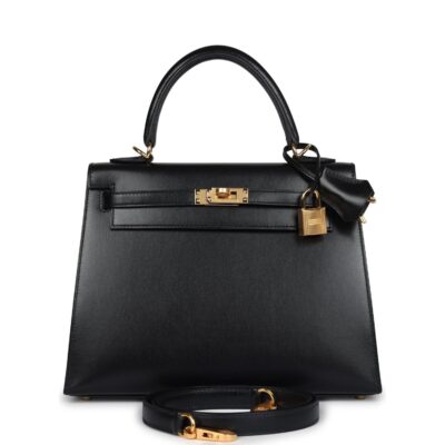 Hermes Kelly Sellier 25 Black Box GHW