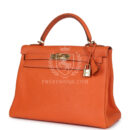 Vintage Hermes Kelly Retourne 32 Orange Togo GHW