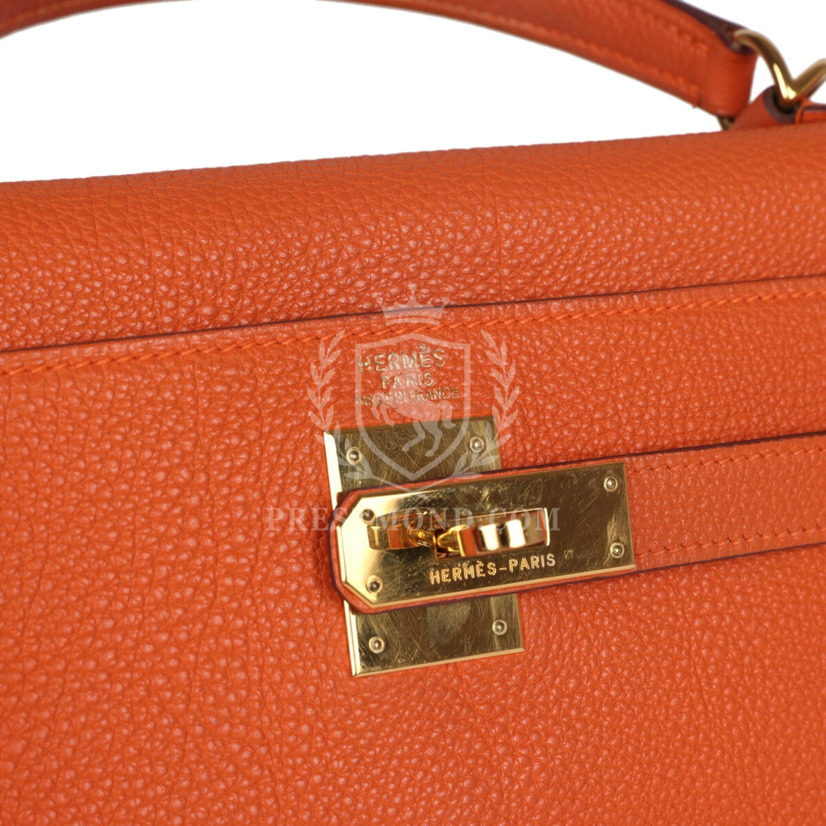 Vintage Hermes Kelly Retourne 32 Orange Togo GHW — изображение 7