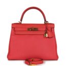 Hermes Kelly Retourne 28 Rouge Pivoine Togo GHW